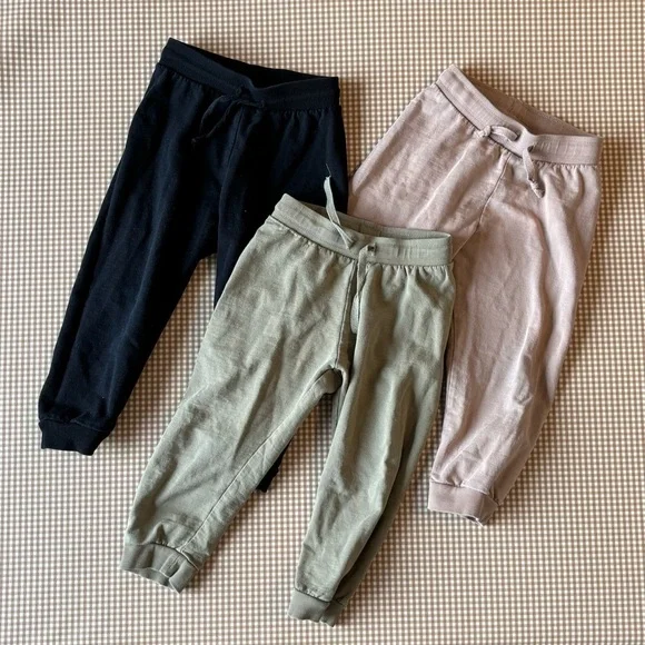 H&M Bottoms Hm Set Of Cotton Sweatpants Beige Olive Black